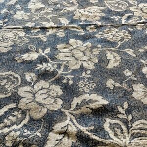 Ethan Allen Upholstery Fabric 1.5 yards Indigo Cream Vintage